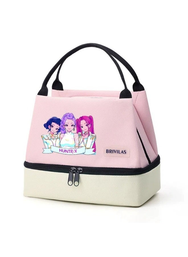 K-POP: XINGNIAO Dopamine Large Capacity Dual-Layer Lunch Bag, Thickened Aluminum Foil Insulated Tote for Office Workers and Picnics